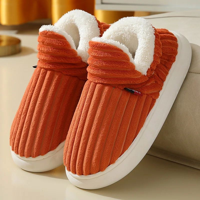 Shevalues mens winter slippers - Fur-Lined Plush Cotton Boot House Shoes (Indoor/Outdoor)