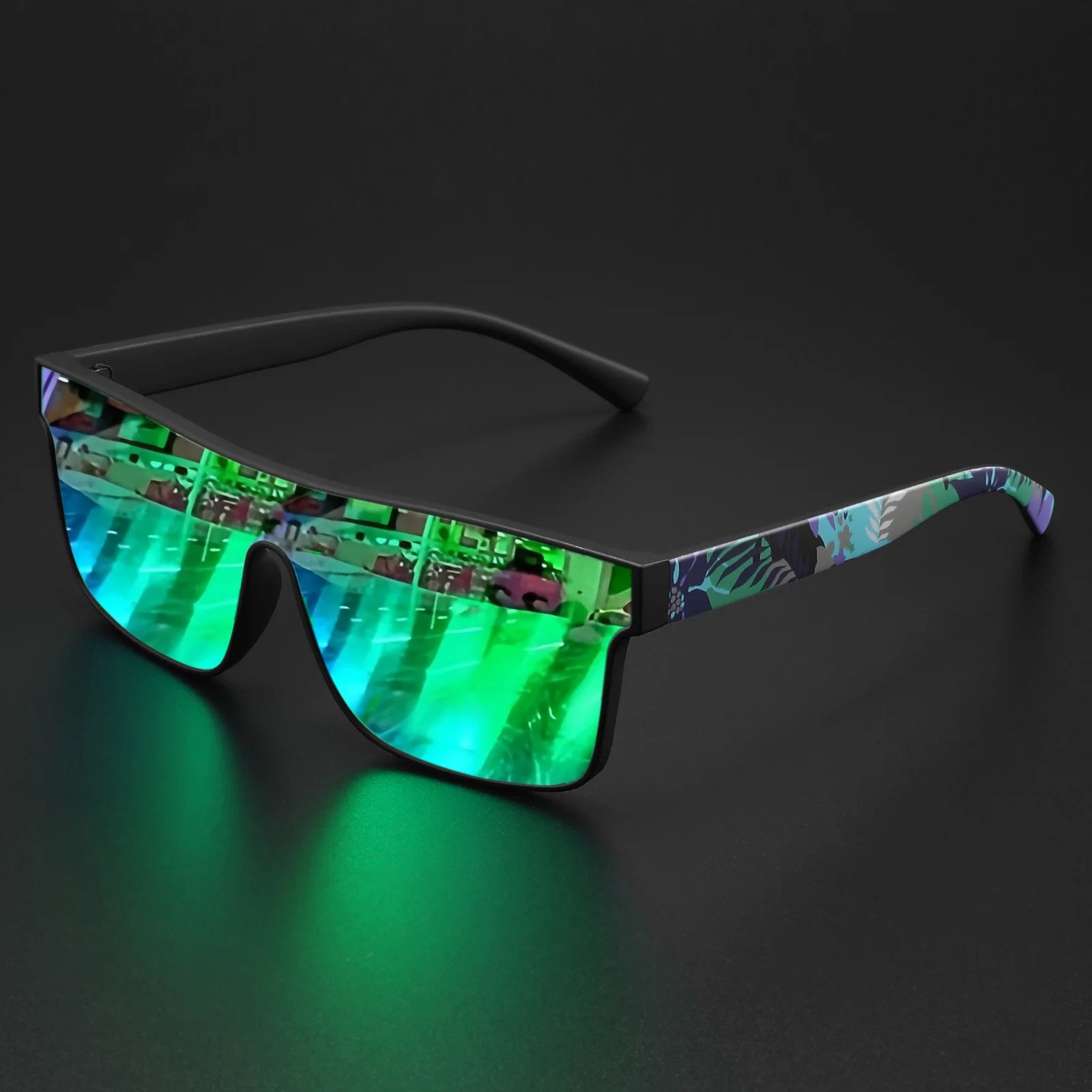 Colorful square sports sunglasses with One-Piece Shield Lens - UV400 sunglasses for Cycling, Hiking