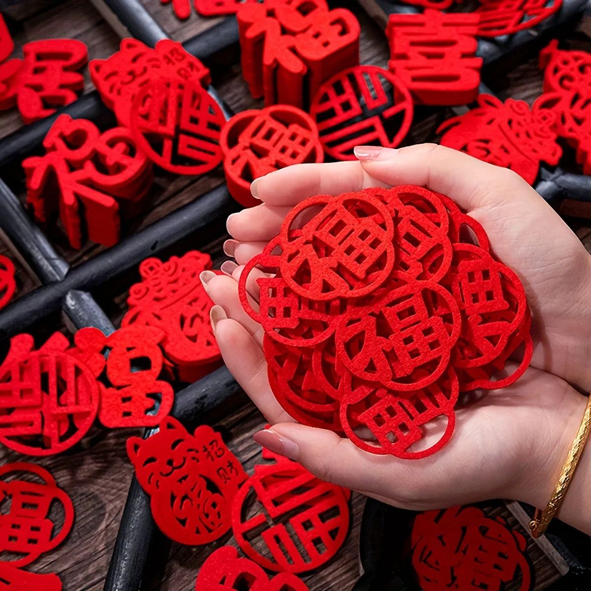 150-Piece Chinese New Year decorations Fortune Window & Door Sticker Set for Happy Home Decorating