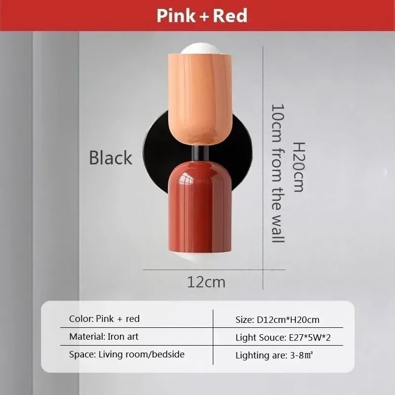Modern Colorblock Iron Wall Sconce Bedside Lamp - Red & Green Accent Wall Light