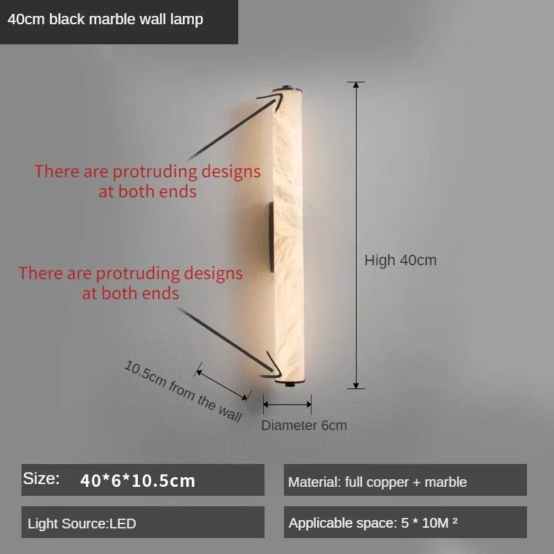 Luxury Spanish Marble LED Wall Sconce - Full Copper Modern Snowflake Design