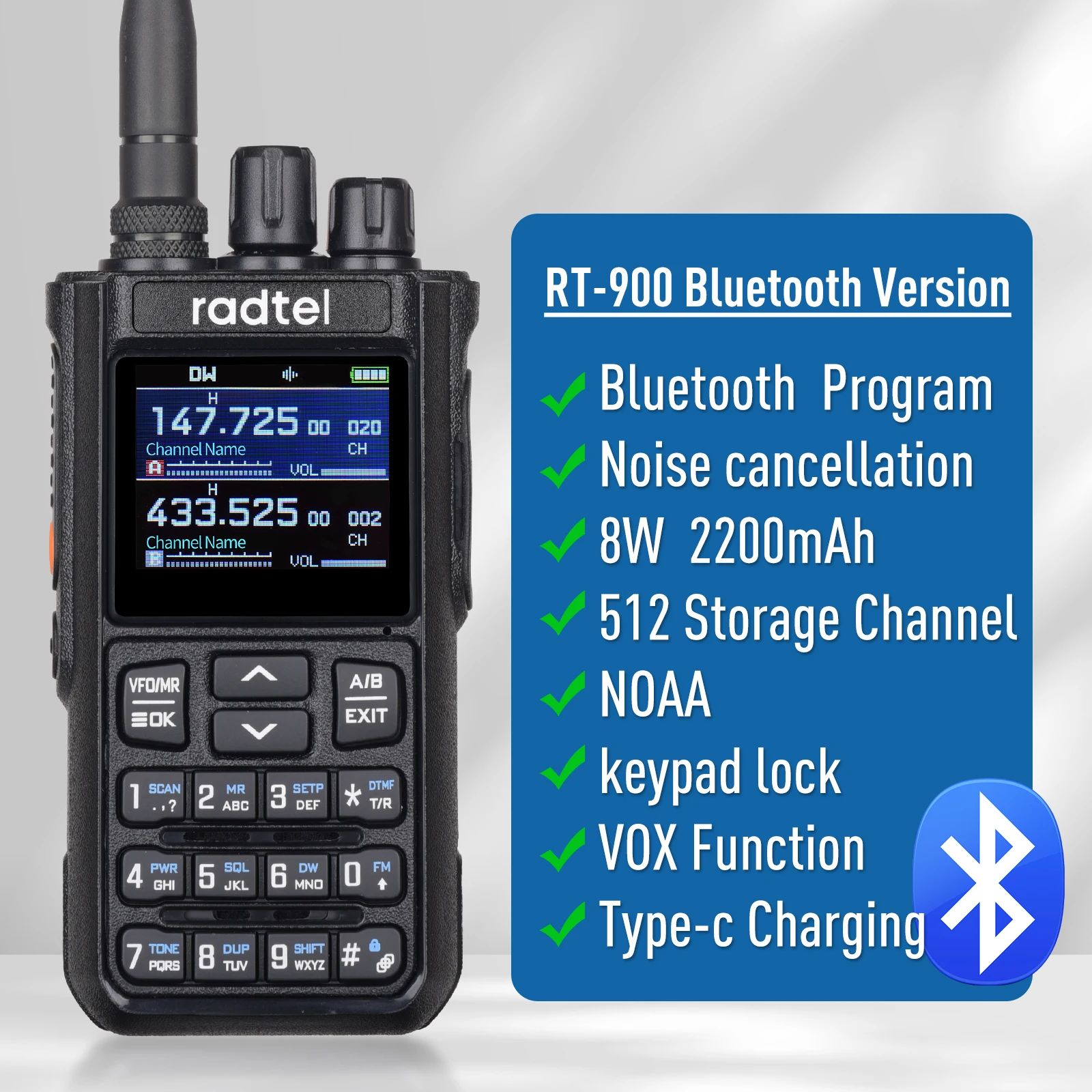 Radtel RT-900 Multi-Band Full Band Ham Radio Handheld Two Way Radio with 256 Channels