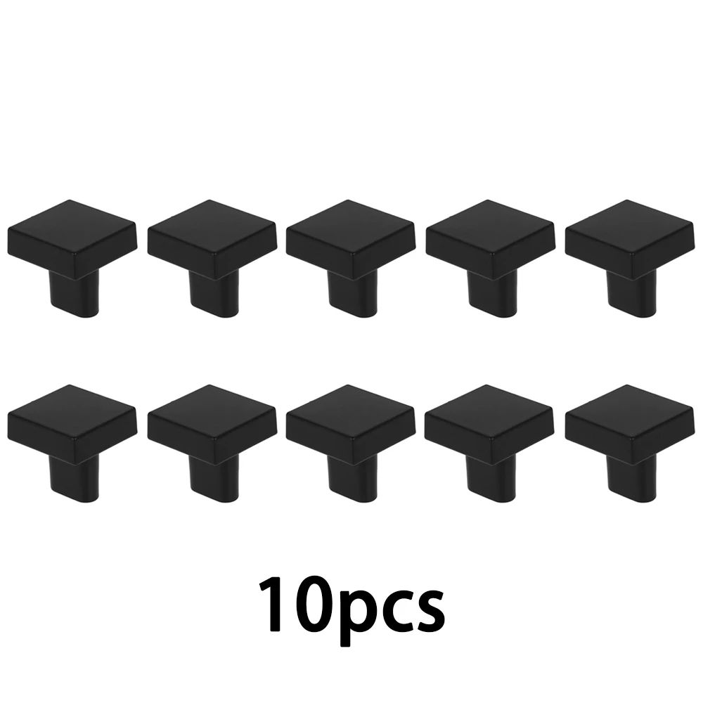 10-Pack Square Cabinet Knobs - Zinc Alloy Drawer Knobs, Modern Single-Hole Cabinet Hardware