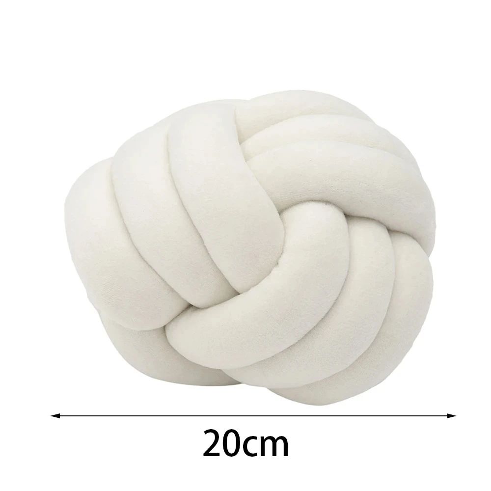 Ultra-Soft Knotted Ball Pillow – Hand-Woven Round Lamb Plush Throw Cushion for Sofa, Bed & Kids Room