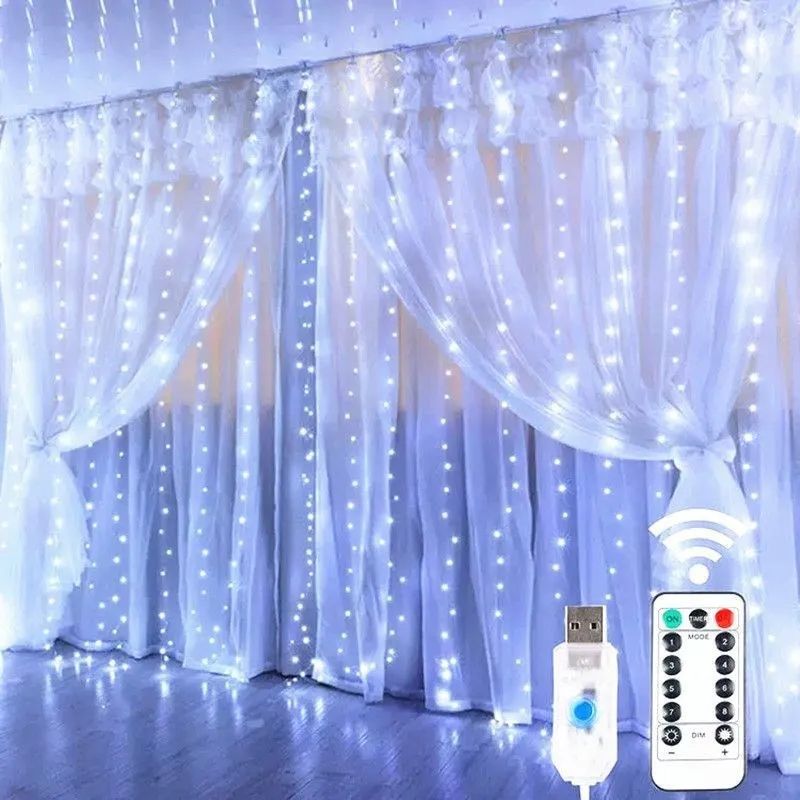 AuroraGlow LED curtain lights USB Fairy Curtain with Remote & 8 Modes