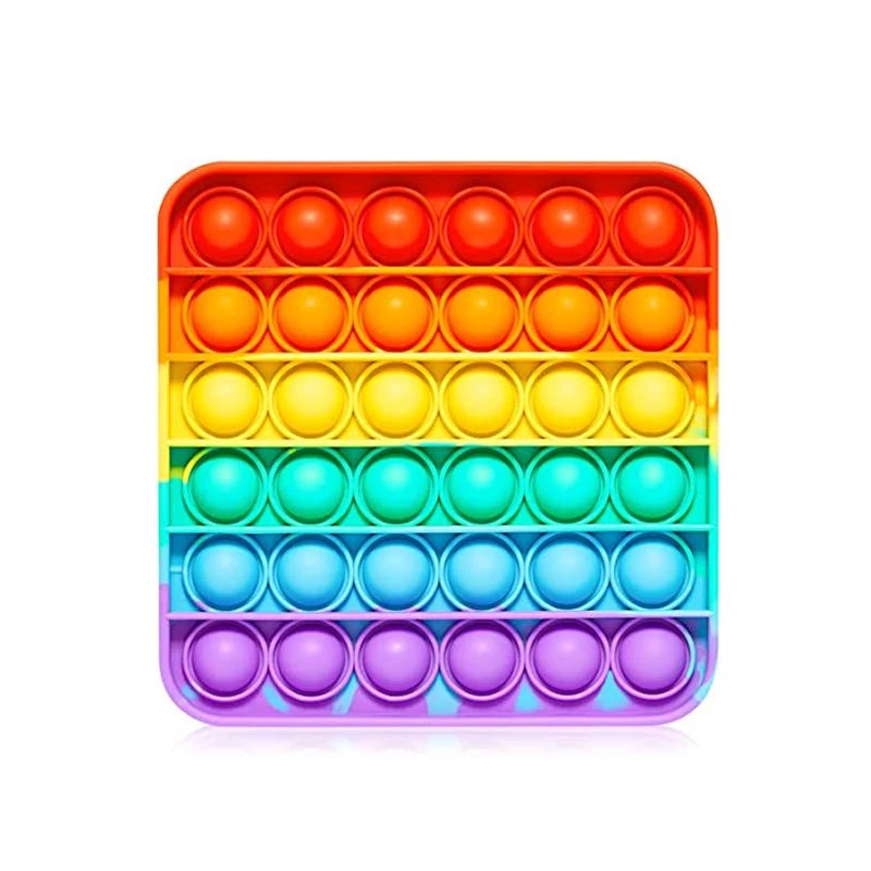 Rainbow Square Pop It Fidget Toy - Calming Sensory Stress Relief for Kids & Adults