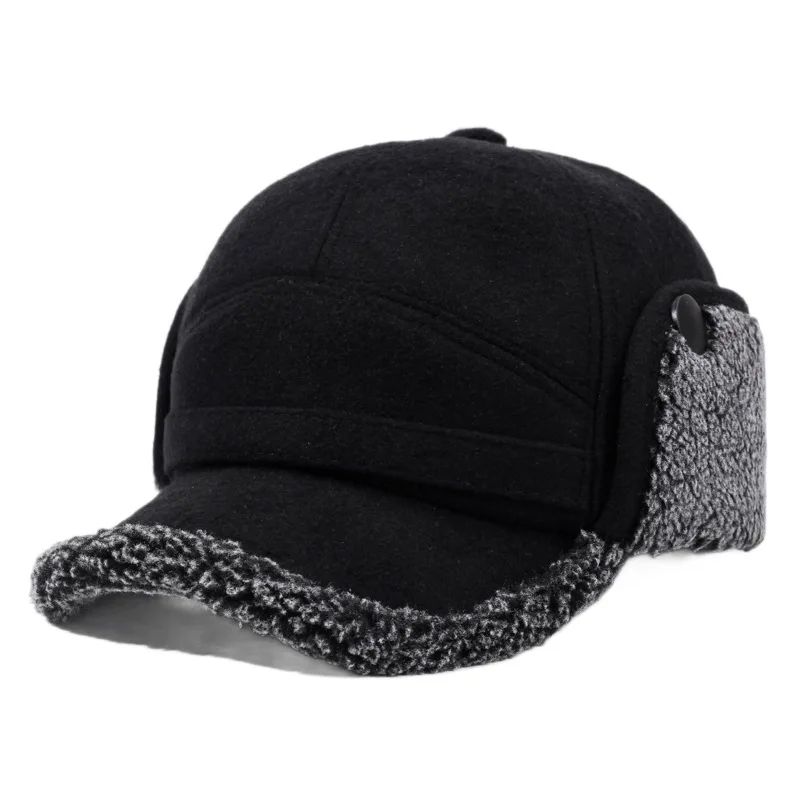 Mens fleece baseball cap with Ear Flaps – Warm Lei Feng Winter Hat for Outdoors