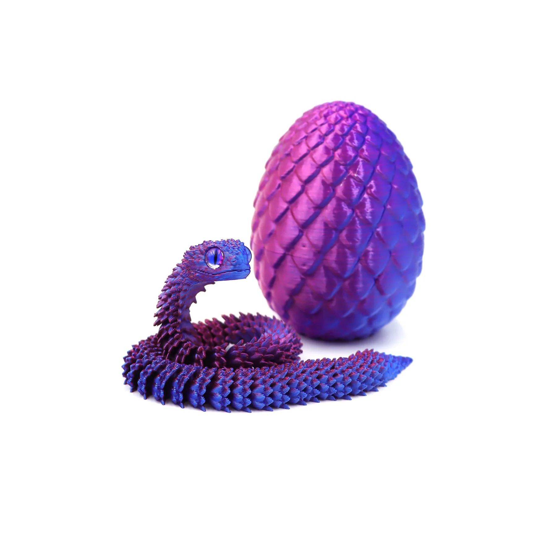 3D Printed Articulated Snake Egg - Flexible Fidget Toy & Unique Home Decor Figure
