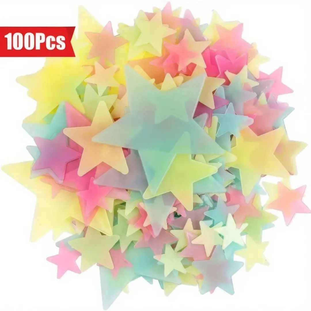 GlowMagic Glow in The Dark Stars – 100-Piece Luminous Wall Stickers for Kids Bedroom & Ceiling Decor