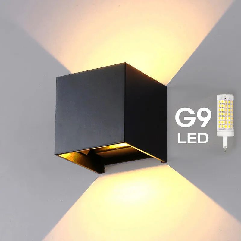 IP65 waterproof wall light Aluminum modern outdoor wall sconce with G9 replaceable bulb wall lamp (Indoor/Outdoor)
