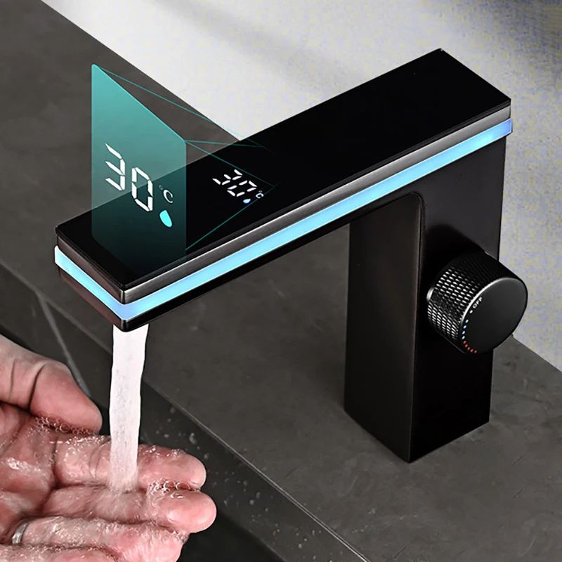 Smart LED Digital Display Bathroom Faucet – Brass Deck Mounted Hot & Cold Basin Mixer Tap