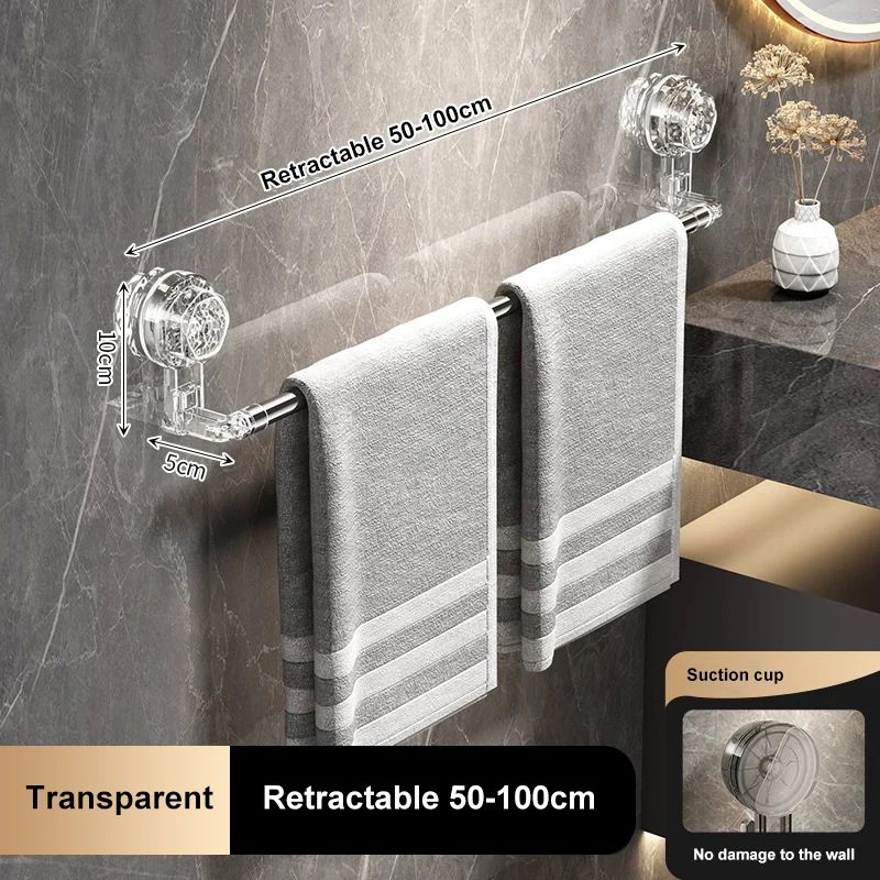 FlexiGrip No Drill Towel Rack – Retractable Suction Cup Towel Bar for Bathroom & Kitchen