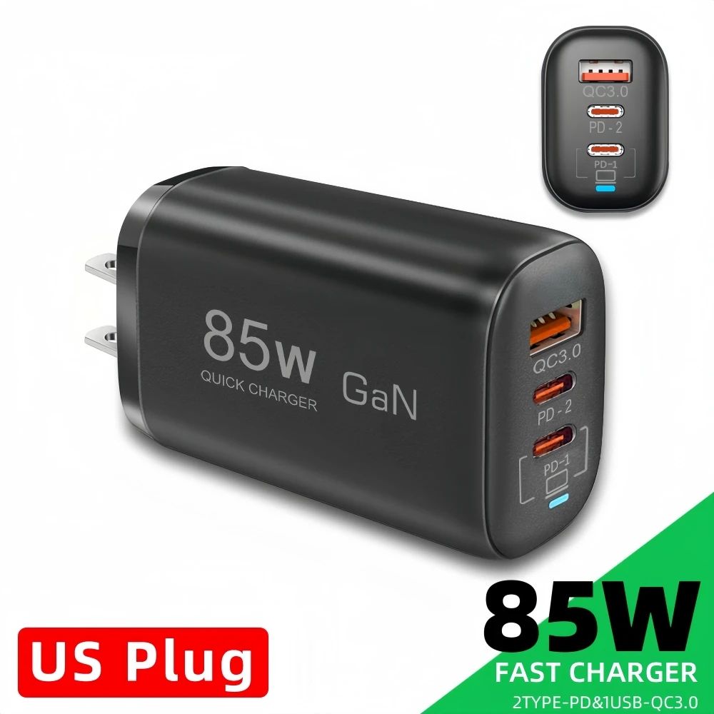 PowerMax 85W GaN USB-C Charger Fast Charging Adapter for MacBook, iPhone & Samsung