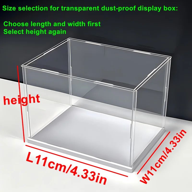 ClearGuard Acrylic Display Case Box with White Base – Transparent Dustproof Showcase for Collectibles