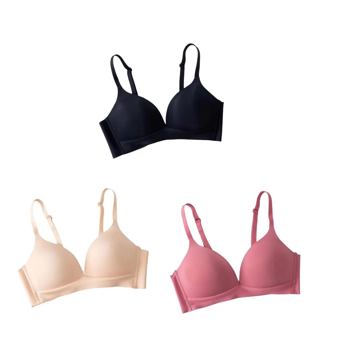 SilkGlow Seamless Push Up Bra Set – 3-Pack Wireless Comfort Lingerie