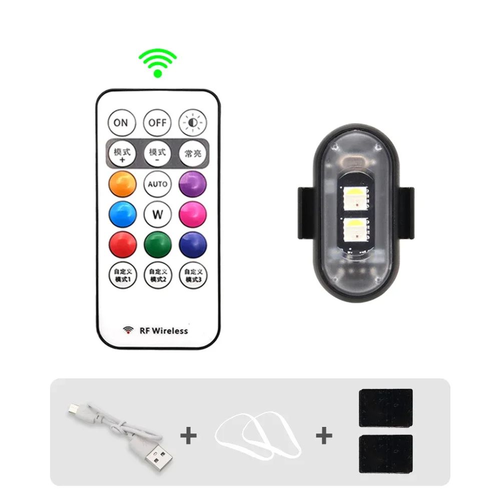 RGB LED Strobe Warning Lights – Wireless 8-Color Safety Lights for Car & Motorcycle