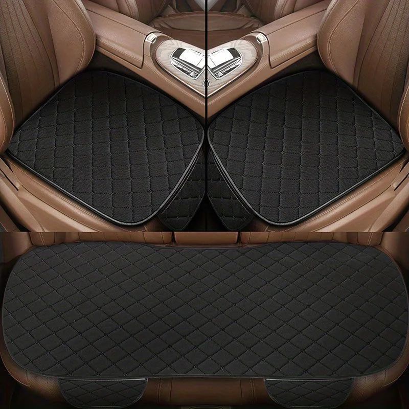 ComfortWeave Cotton Linen Car Seat Cover Set – Breathable Universal Car Seat Protector (3-Piece)