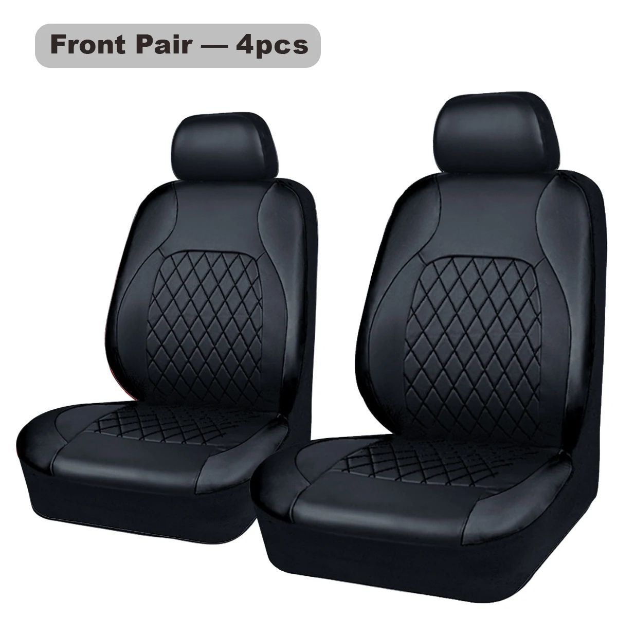 All-Season Quilted PU Leather Waterproof Car Seat Cover Set, Full-Surround Protection, Universal Fit