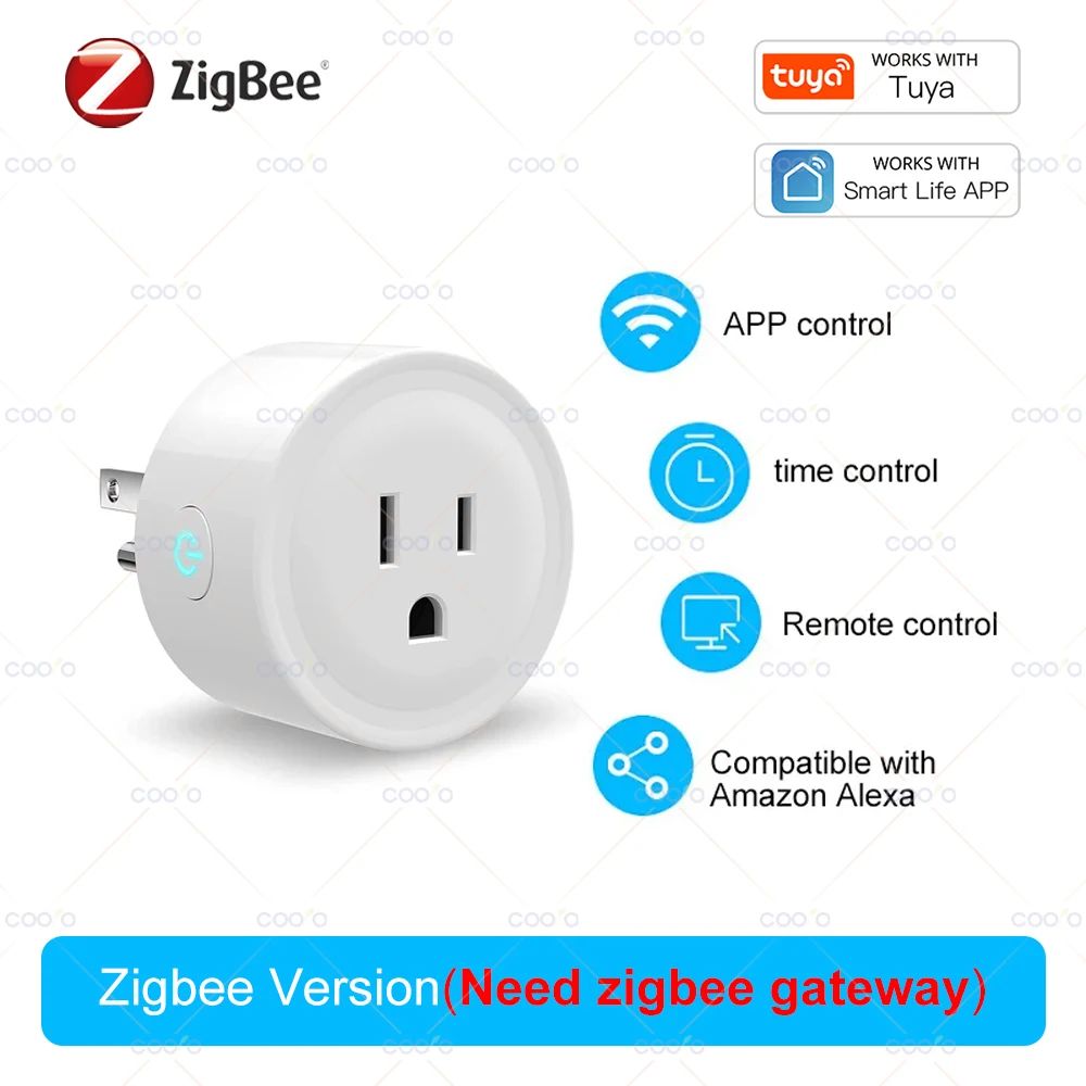 Tuya 16A Zigbee Smart Plug with Energy Monitoring – WiFi App & Alexa Google Home Control