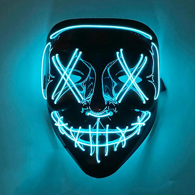 Neon Glow LED Purge Mask – Wireless Light Up Halloween Cosplay Mask