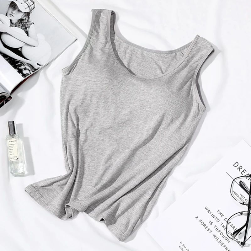 SlimFit Comfort Tank Top with Built-In Bra – Padded Casual Summer Camisole for Women