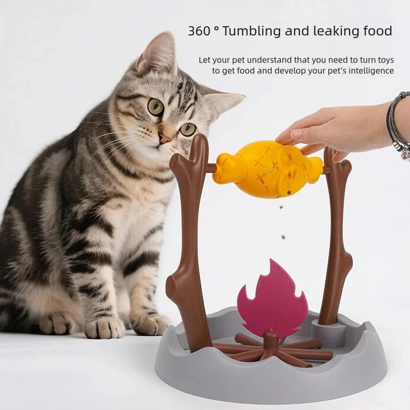 Campfire Cat Treat Dispenser Toy Interactive Pet Feeder for Cats and Small Dogs