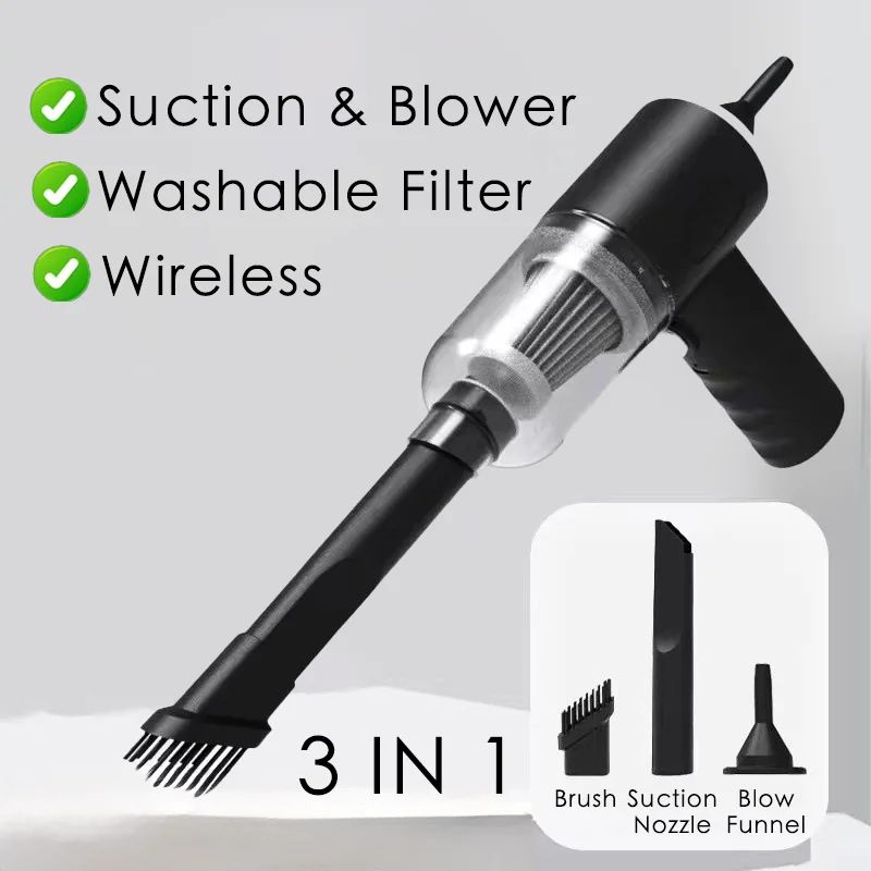 6-in-1 Cordless Car Vacuum Cleaner & Air Duster – Portable Mini Handheld Cleaner