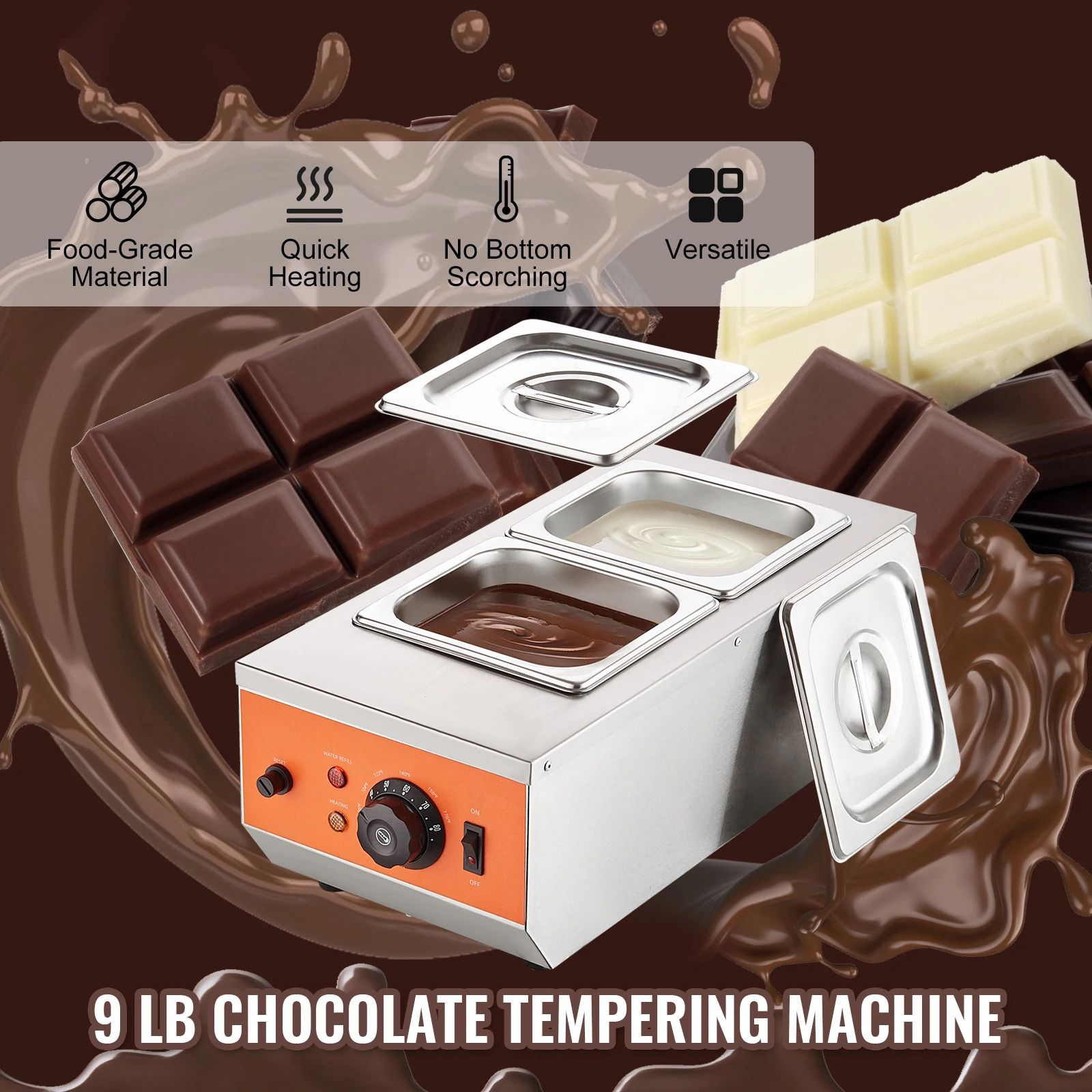SucceBuy Professional Chocolate Tempering Machine with 2–3 Tanks – Electric Chocolate Melting Pot for Smooth Dessert Cre