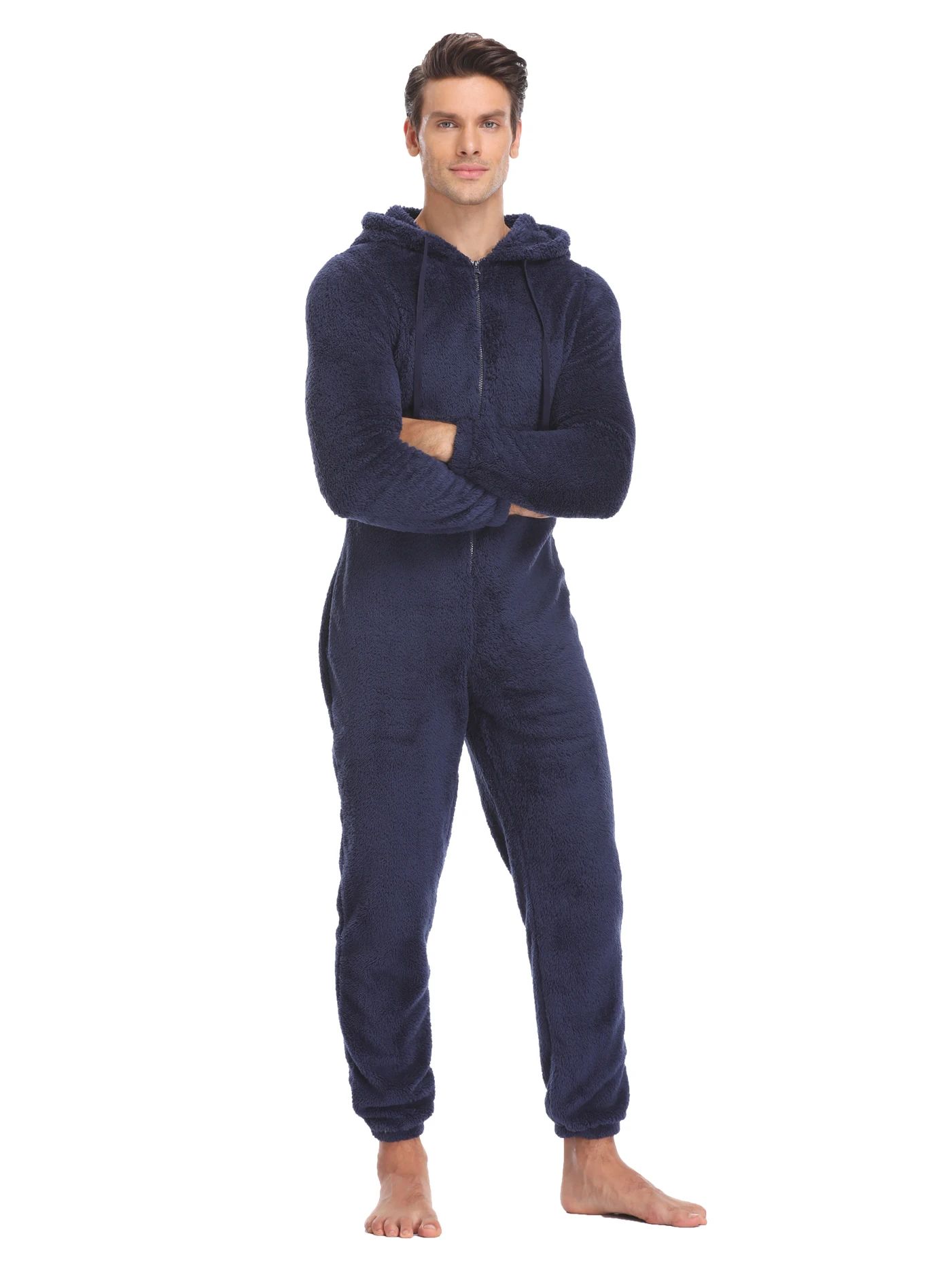 ArcticComfort Mens Fleece Onesie – Cozy Hooded Pajama Jumpsuit for Ultimate Winter Warmth