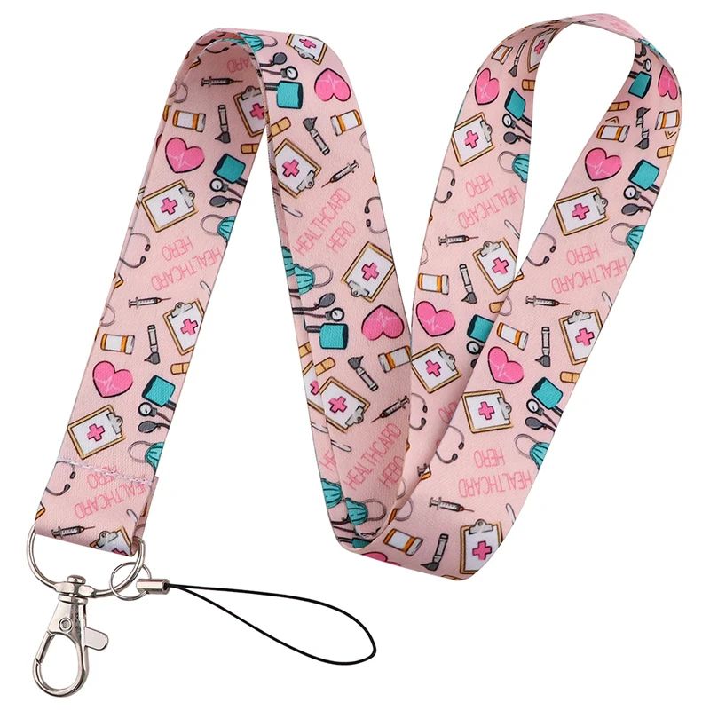Pink Nurse Badge Holder Wallet with Lanyard for ID Cards, Bank Cards and Business Cards