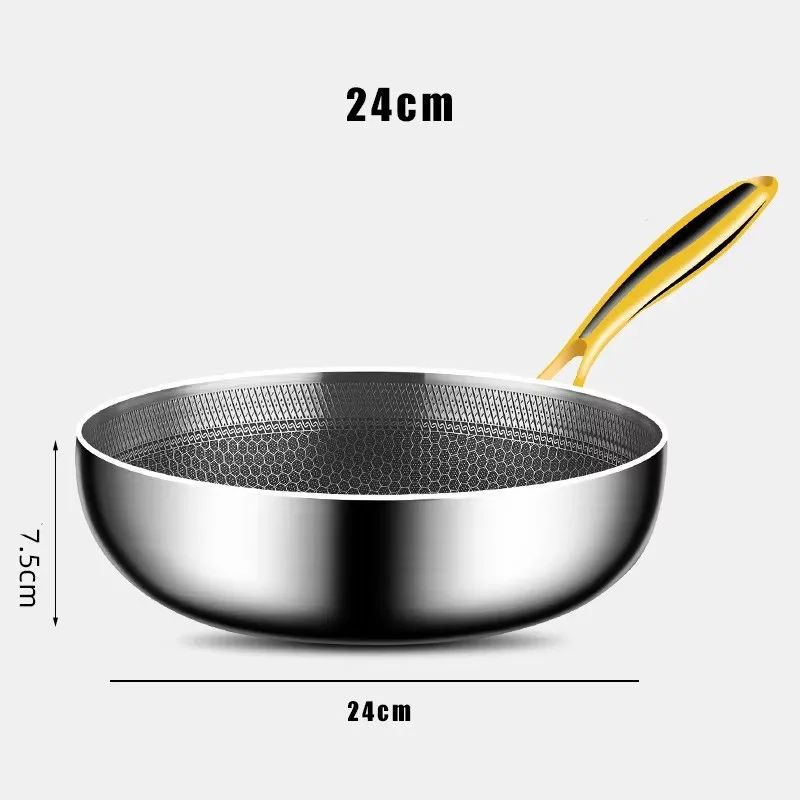 ProChef 316 Honeycomb Stainless Steel Wok Pan - Non-Stick Frying Pan for Gas & Induction Cooktops