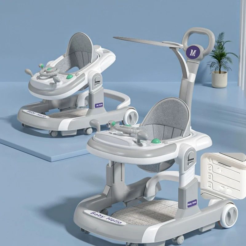 2-in-1 Foldable Baby Walker with Feeding Tray & Music Activity Center