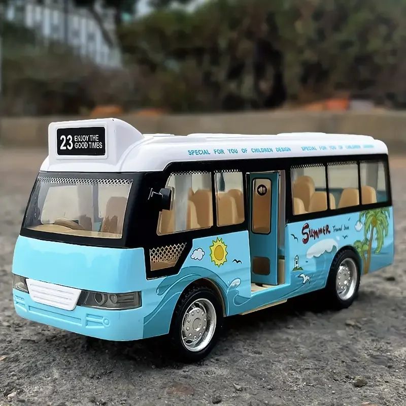 City Explorer Light-Up Pull Back Bus Toy for Toddlers