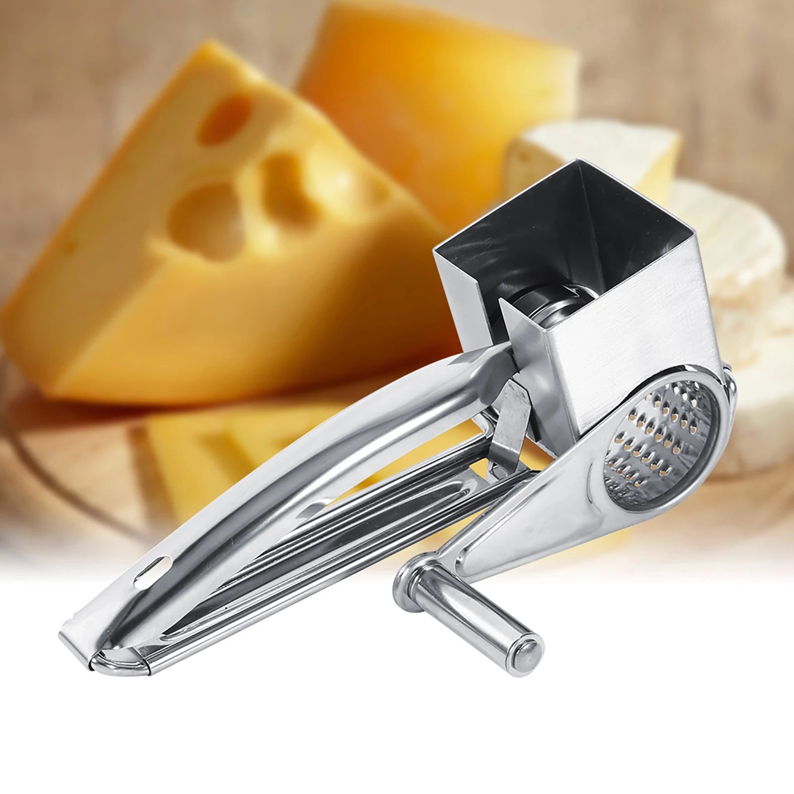 Rotary Cheese Grater with Stainless Steel Drum – Multifunctional Manual Vegetable Slicer