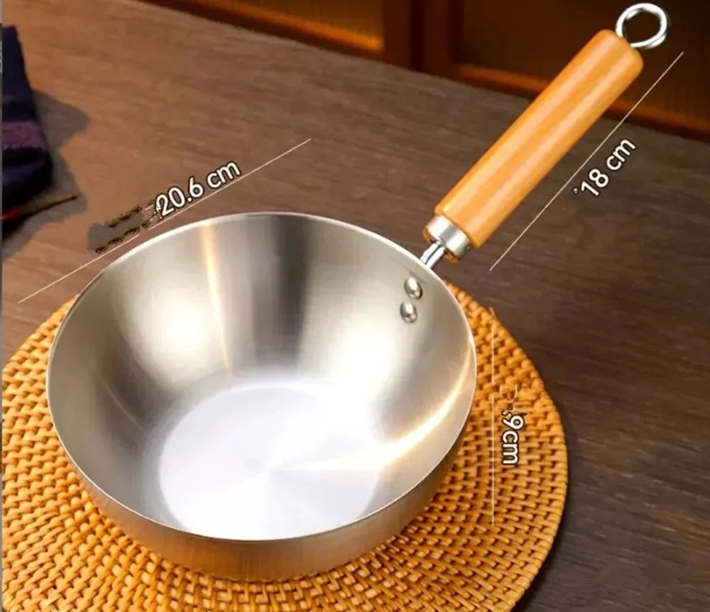 Stainless Steel Wok Pan – Small Non-Coated Stir Fry Skillet for Induction & Gas Cooking