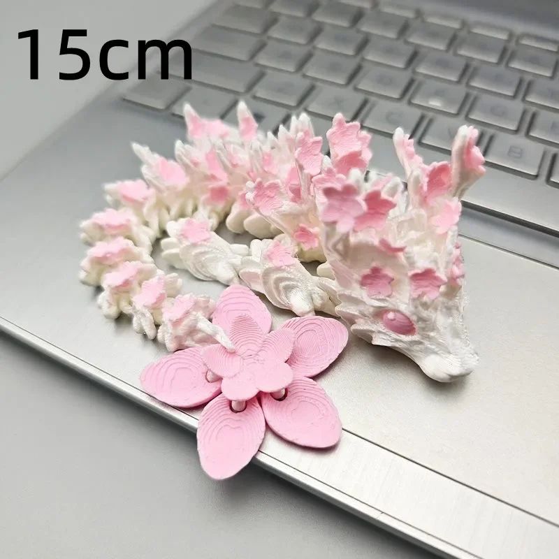Cherry Blossom 3D printed dragon Articulated Figure – Flexible Fantasy Desk Decor & Gift