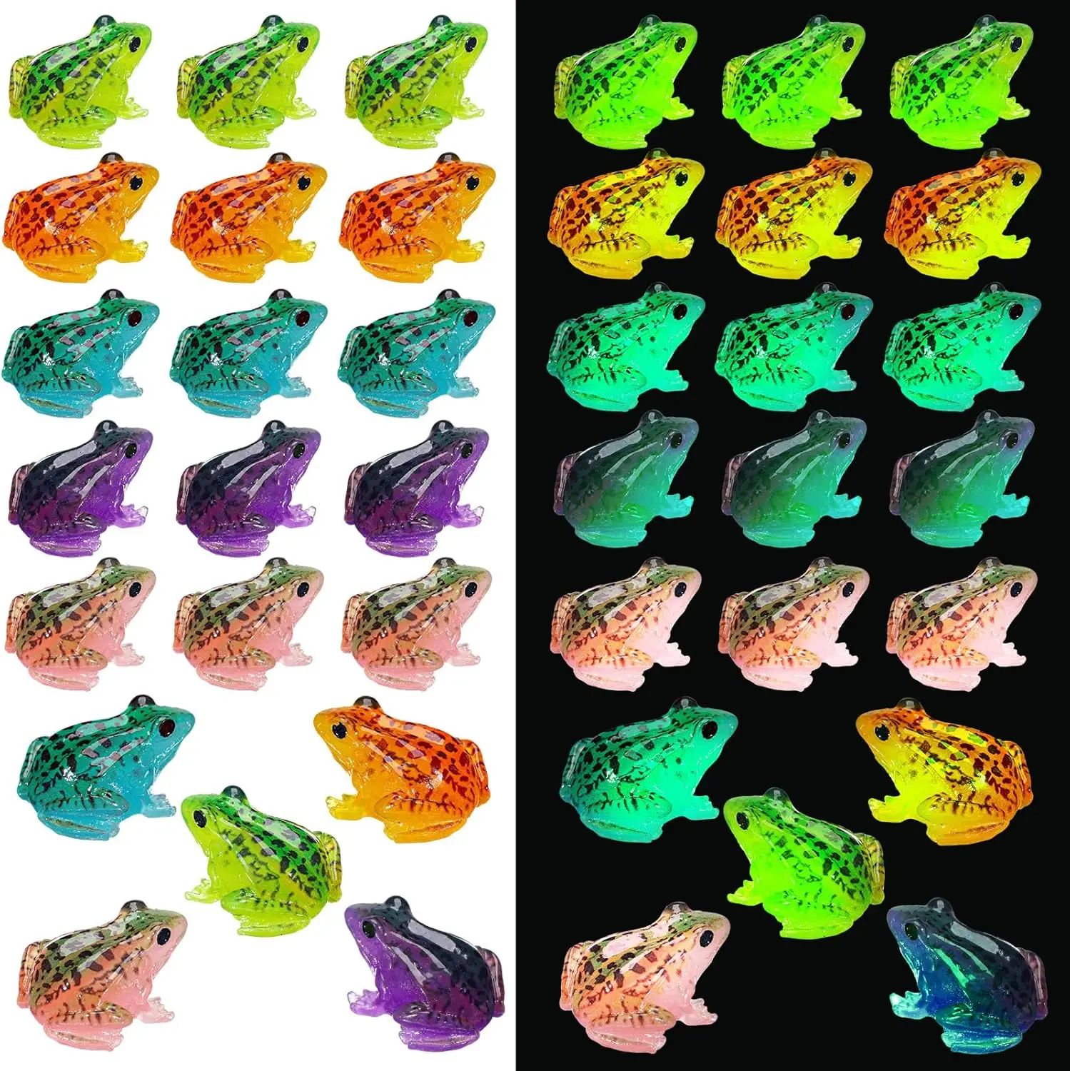 Glow Miniature Frog Figurines Set – Luminous Resin Frogs for Terrarium Decor & Fairy Gardens
