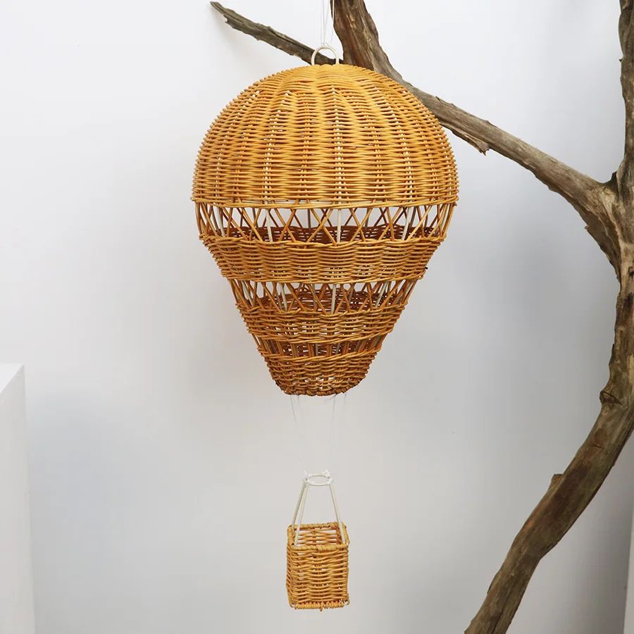 Handwoven Rattan Hot Air Balloon Decor for Nursery Wall Hanging and Boho Baby Room