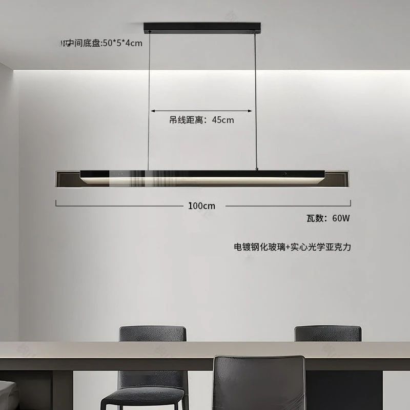 Modern Glass Pendant Light Linear Chandelier for Kitchen Island and Dining Table