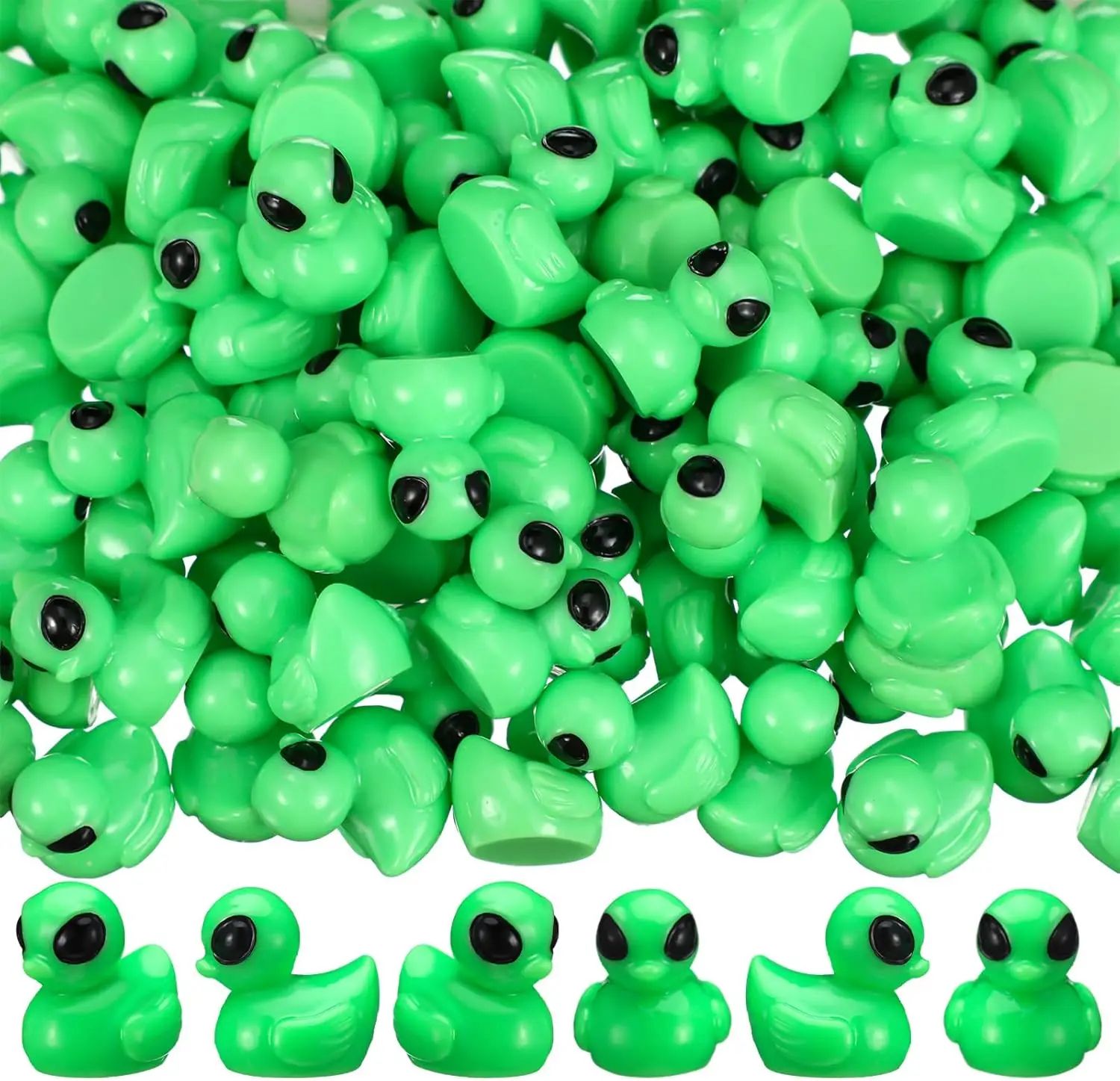 50-Piece mini alien duck figurines set for resin duck party favors, desk decor, and Halloween displays