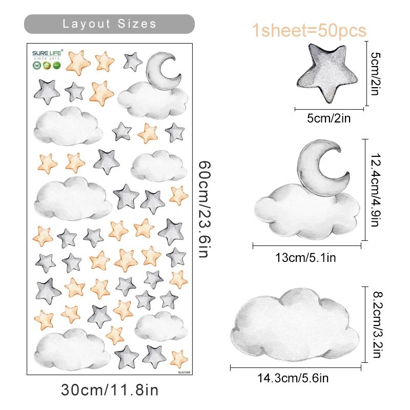 Dreamy nursery wall decals with Bear & Rabbit Hot Air Balloons for Kids Room
