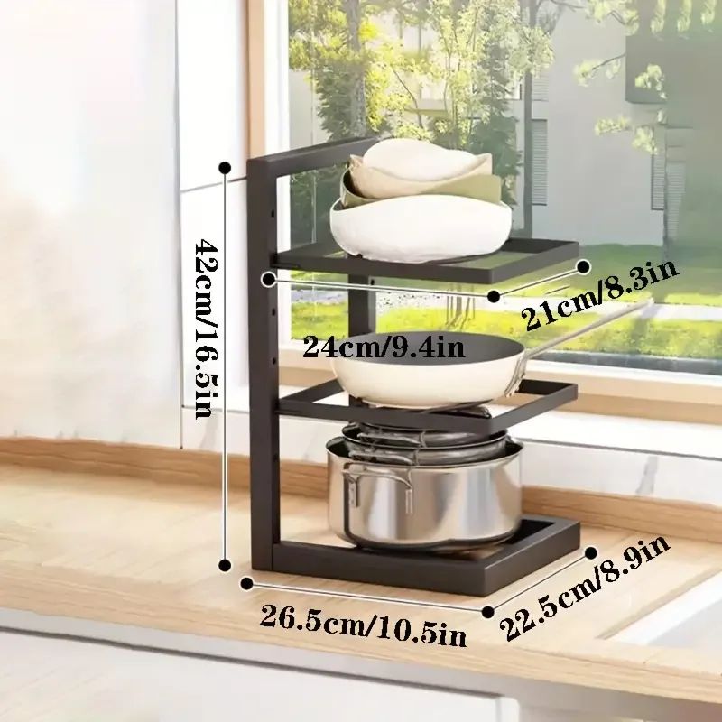 Adjustable Under Sink Organizer & Multi-Layer Pot Rack Storage Shelf