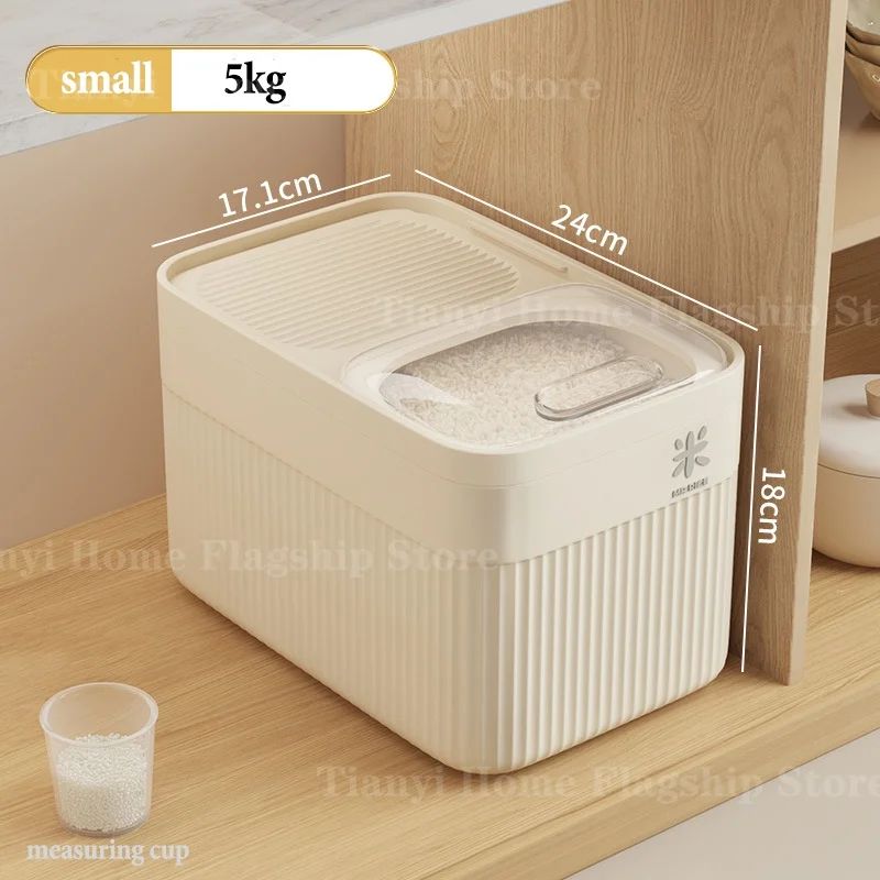 Airtight Rice Storage Container with Lid and Wheels, 5/10/15KG Grain Storage Container