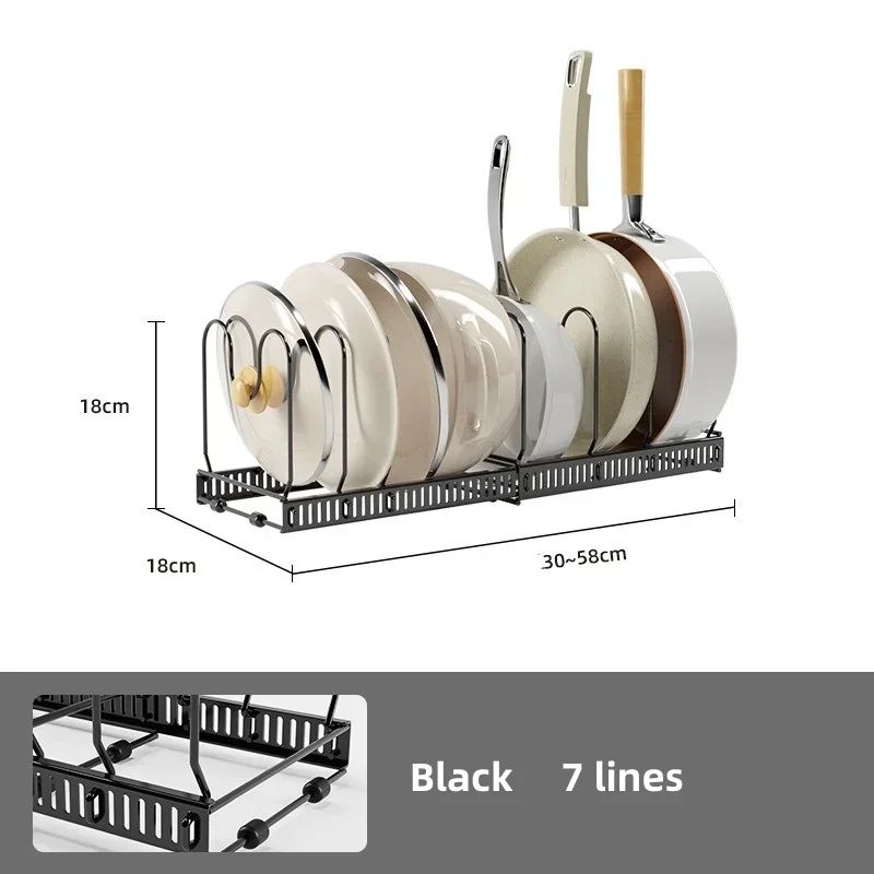 Adjustable Pot Rack Organizer – Multi-Layer Kitchen Storage Rack for Pans, Dishes & Cookware