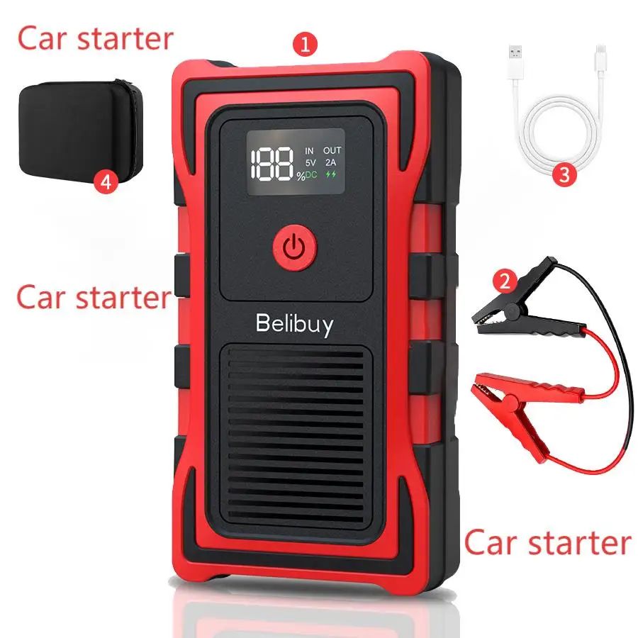 Portable 150PSI Tire Inflator & Car Jump Starter Power Bank with LED Light