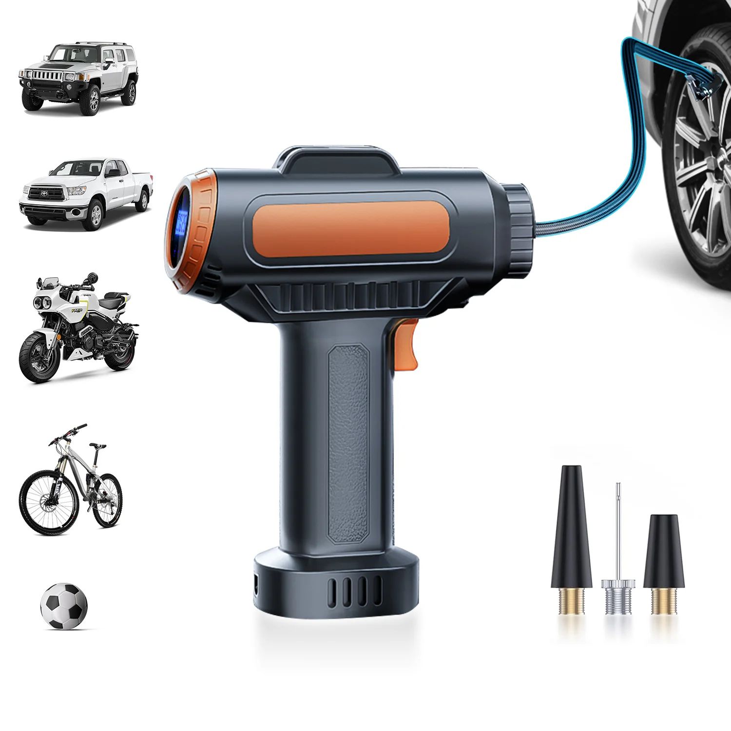 BELIBUY Portable Tire Inflator – Wireless Air Pump with Digital Display for Cars, Bikes & Emergencies