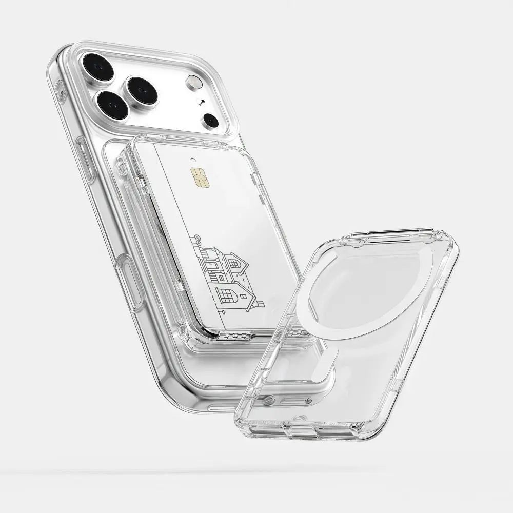 MagSafe Clear Magnetic Card Holder with Stand – Slim Transparent Card Sleeve for iPhone