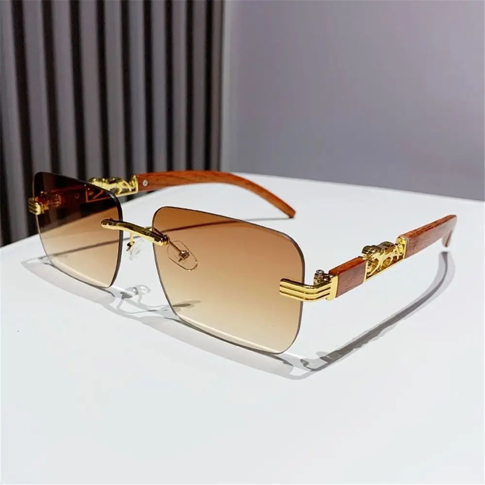 Retro Rimless UV400 Sunglasses – Minimalist Cut Edge Fashion Shades