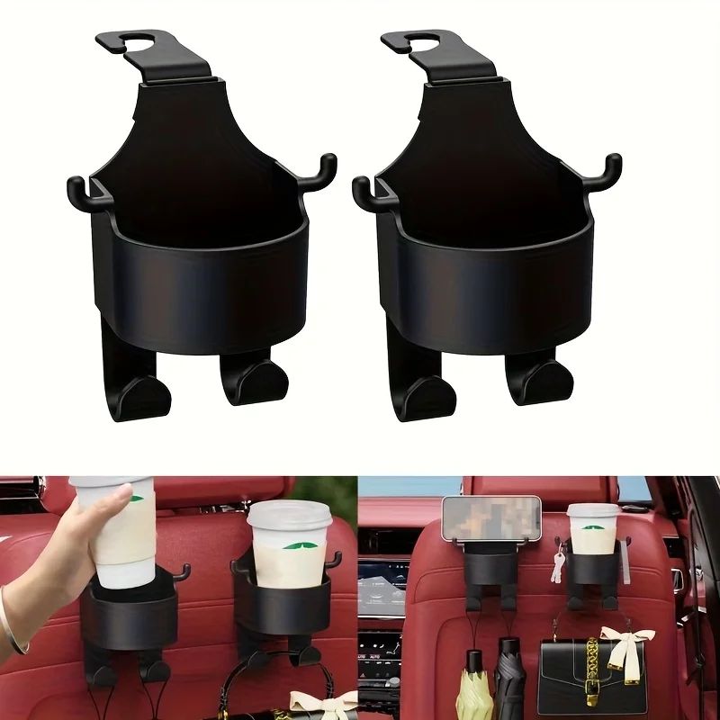 Universal Car Seat Headrest Hook with Car Cup Holder Organizer