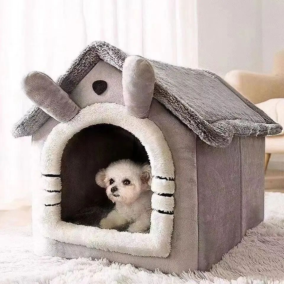 SnuggleNest Washable Dog House Bed for Small Dogs & Cats